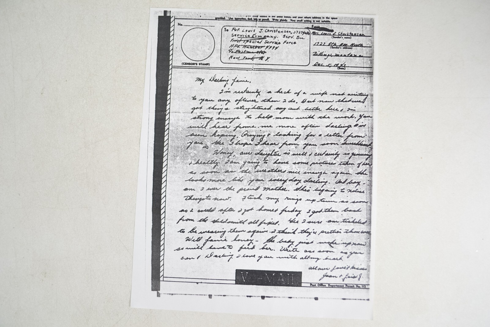 Modern Photocopies of WWII era 1943 Letters & Correspondence