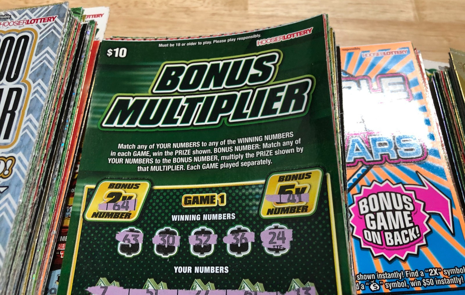 $10,000 Worth of NON-WINNING $10.00 INDIANA Lottery Scratch off Tickets 2025