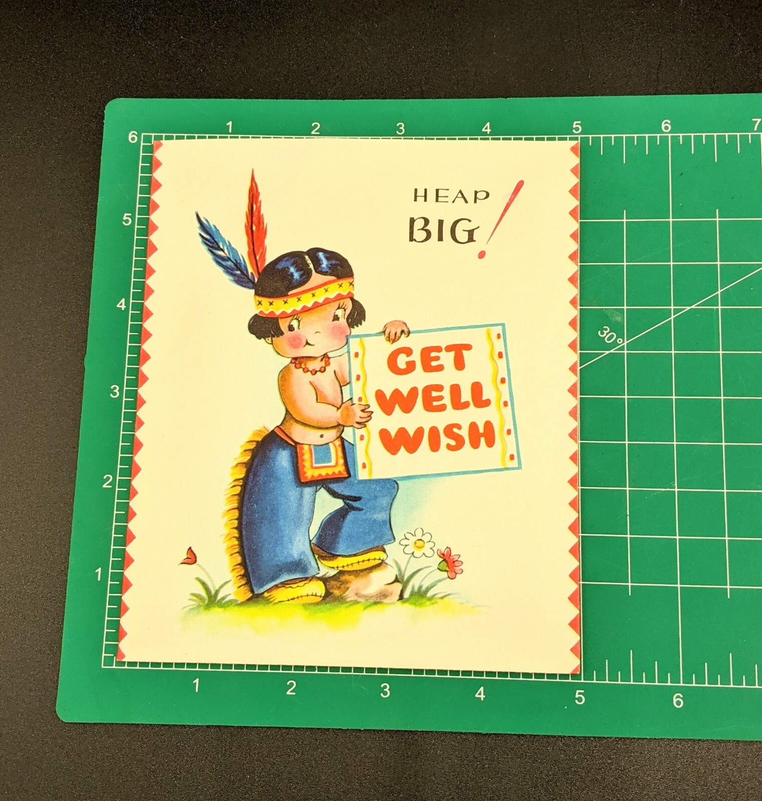 Vtg Wallace Brown Greeting Card GET WELL Native Chief Medicine Man POP UP Tepee