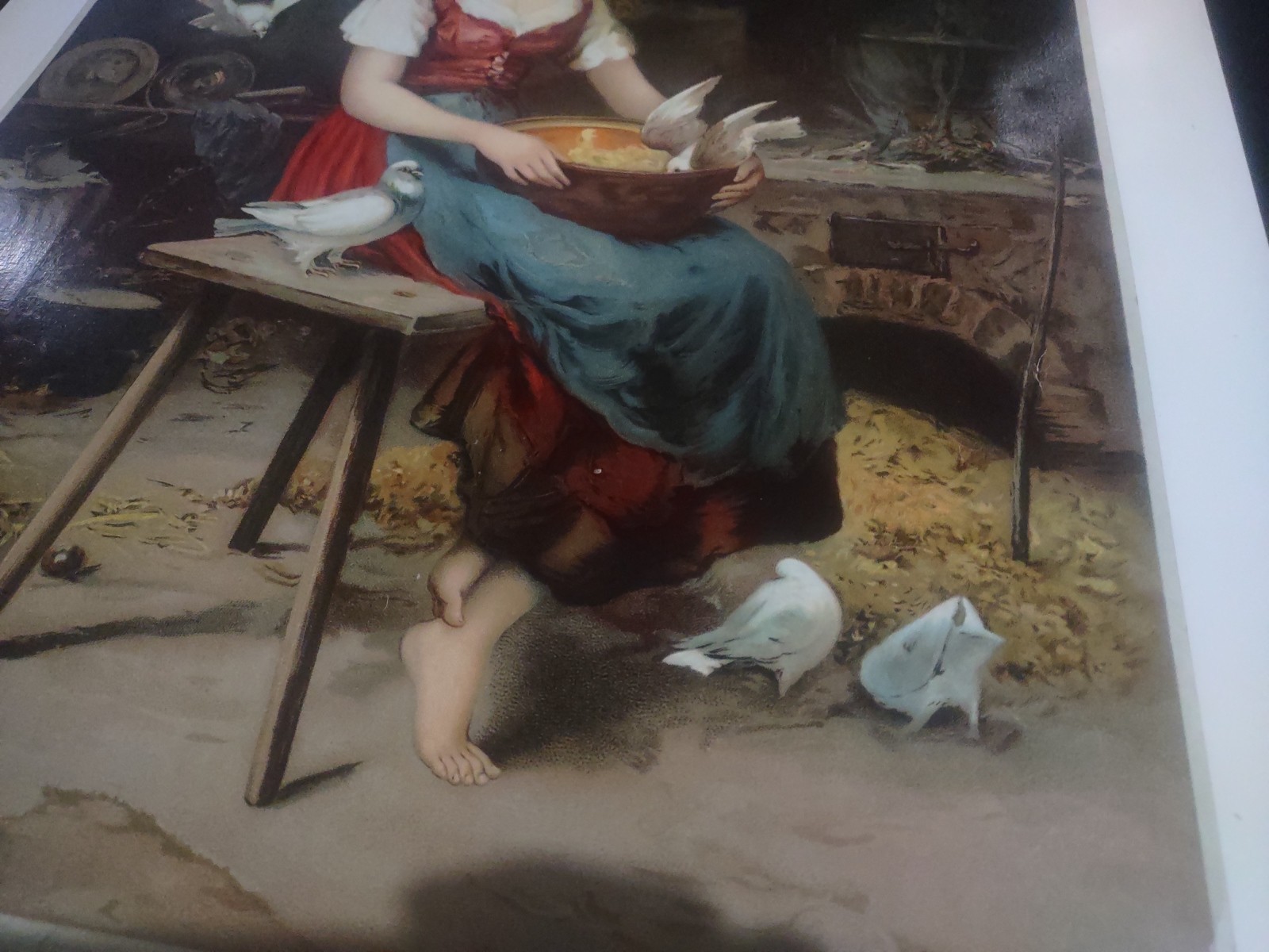 VINTAGE LATE 1800’S CHROMOLITHOGRAPH PRINT K. SCHELLBACH CINDERELLA BIRDS