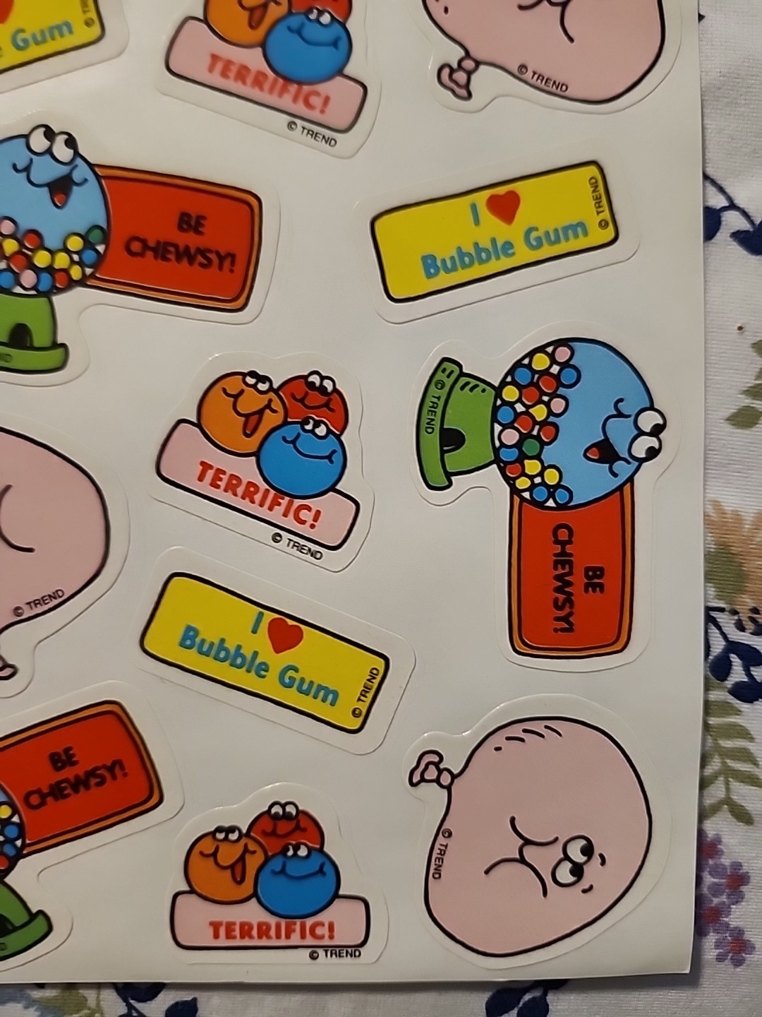 BUBBLE GUM Vintage TREND Scratch & Sniff Stinky Sticker Sheet Die Cut Scent RARE
