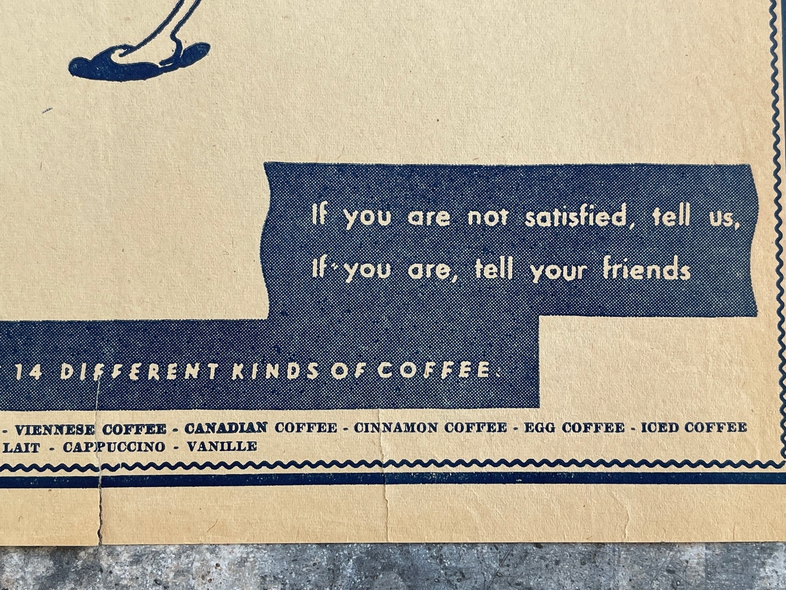 1970’s Placemat PAM-PAM Cafe Coffee Restaurant Stanley Street Montreal Canada