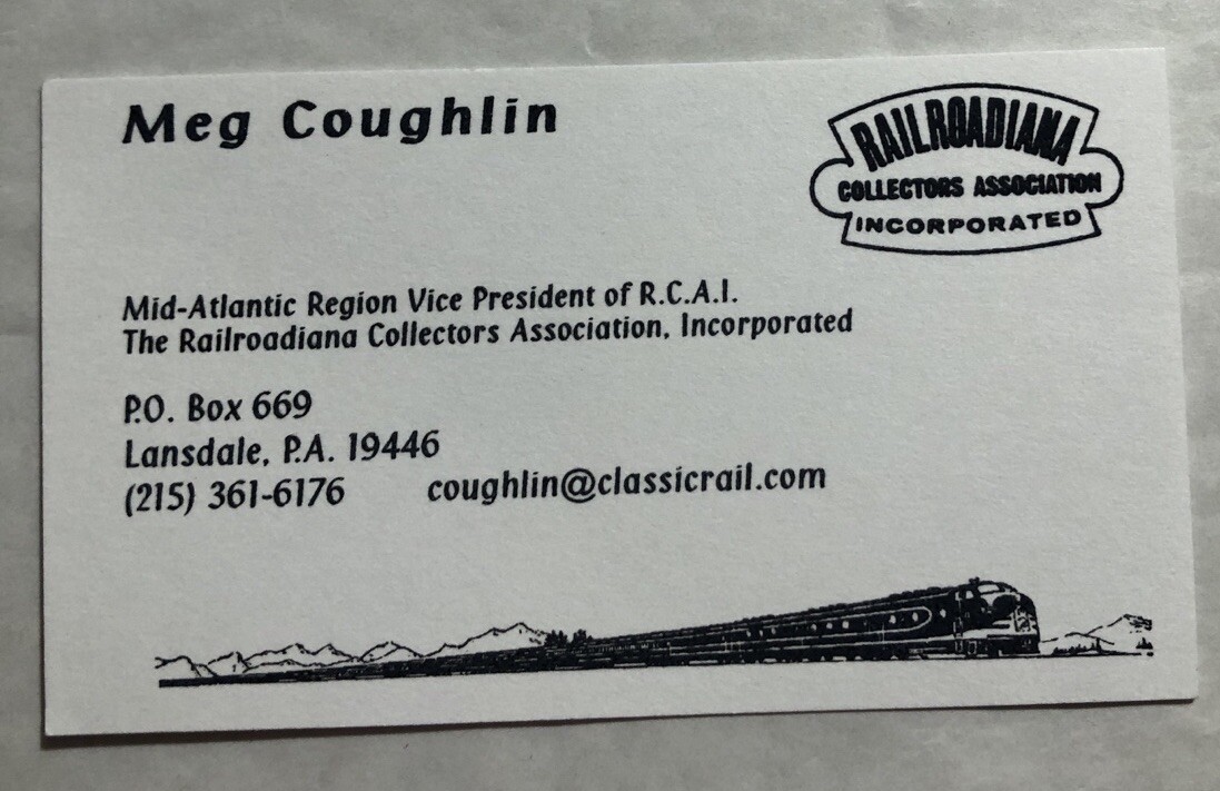 Business Card Railroadiana Collectors Association Incorporated Lansdale, PA