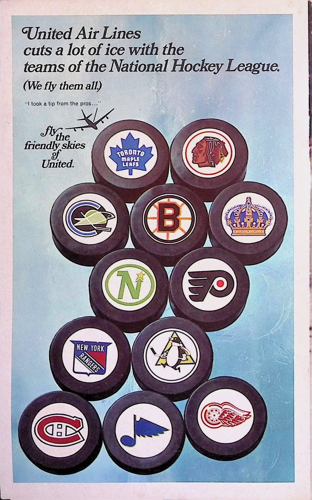 Where the Action Is United Air Lines NHL Hockey Booklet 1960s Goaltender #30