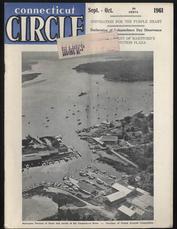 CONNECTICUT CIRCLE 9-10 1961 USCG 171st; CT SAR honor Signers; Purple Heart