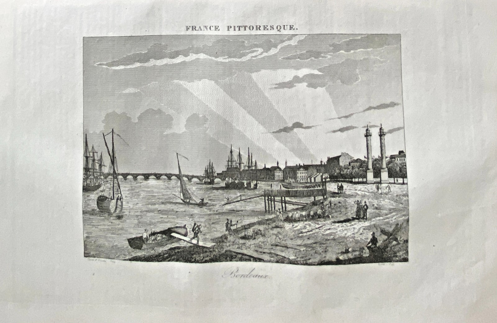 Picturesque France Engraving 1835 View Of Bordeaux City (France) 1 Page