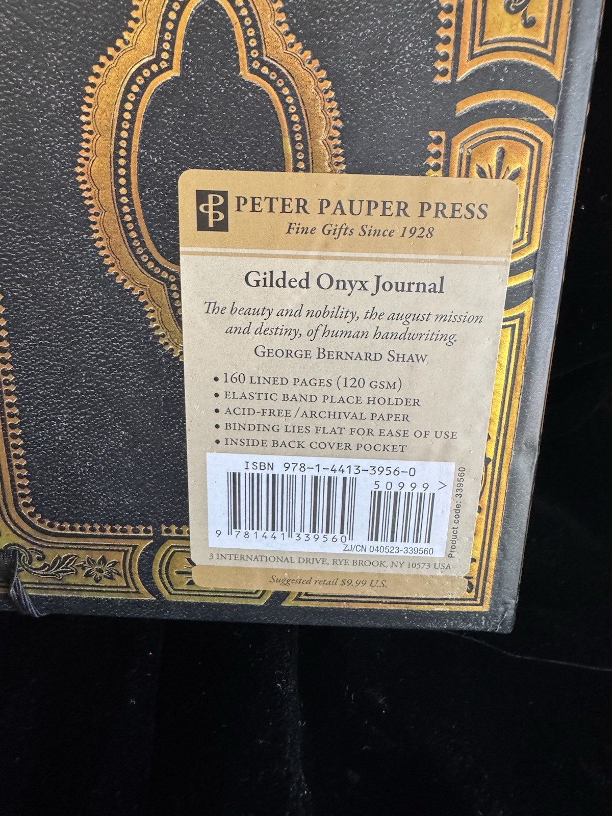 Peter Pauper Press Journal Lined 160 pages Guilded Onyx Journal New