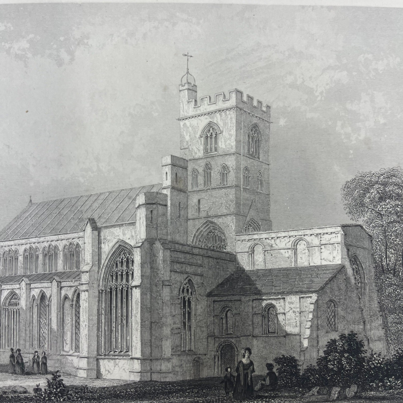 1842 Original Art Engraving Carlisle Cathedral, Floor Plan and Bio TG6