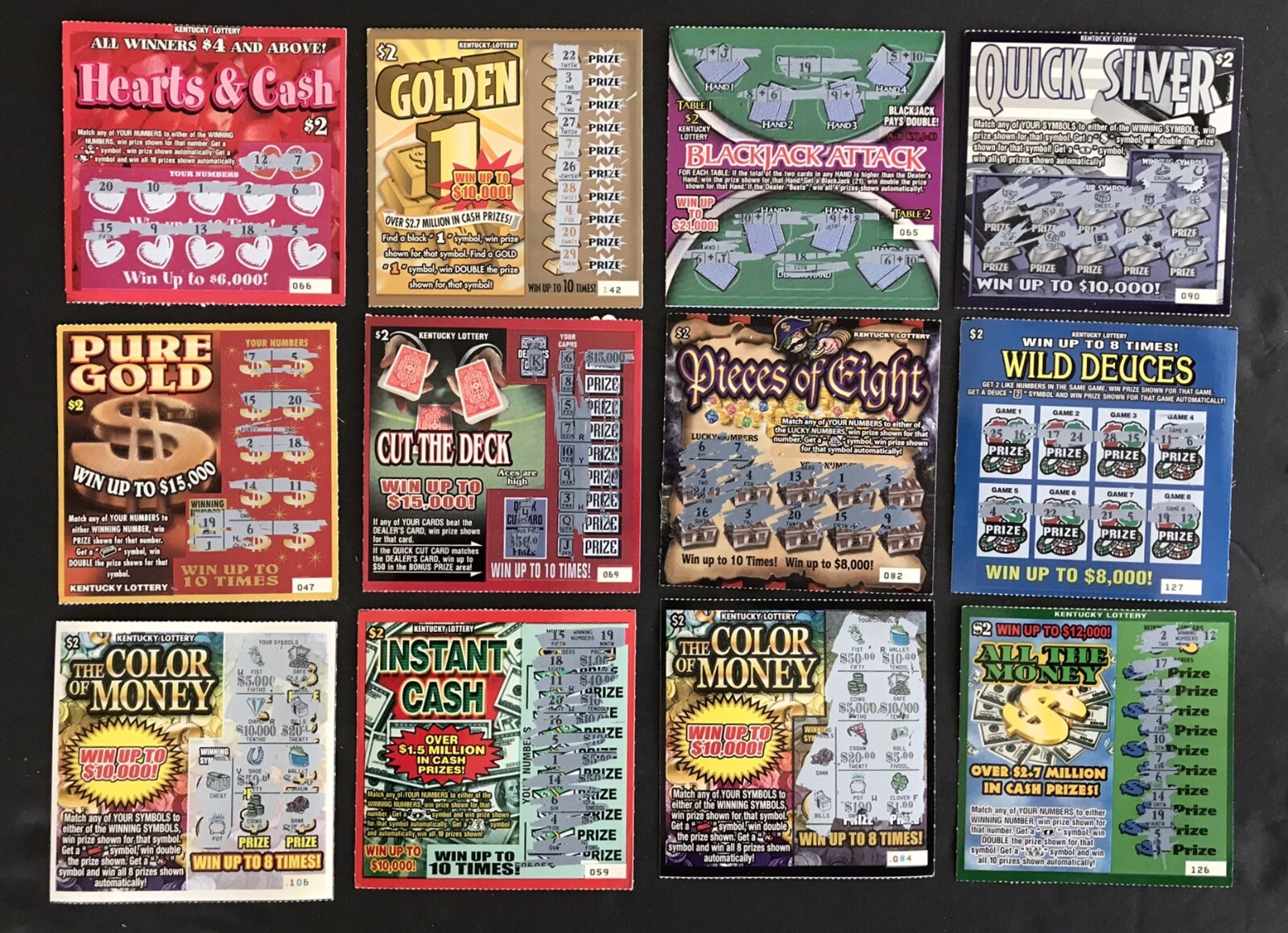 CA Instant Lottery Tickets, from 1980s- early 2000s , Lot Lg1C, no cash value