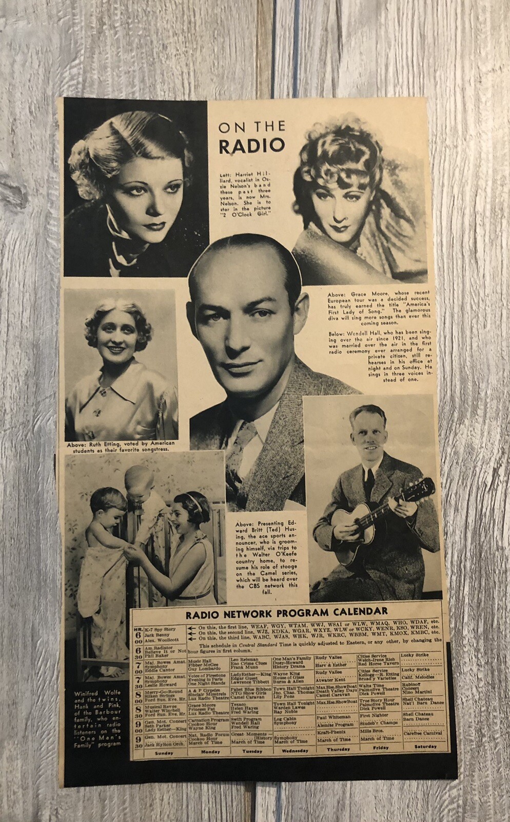 VTG 1930’s Radio Stars & Programs Grace Moore & More Magazine Clipping 0C25