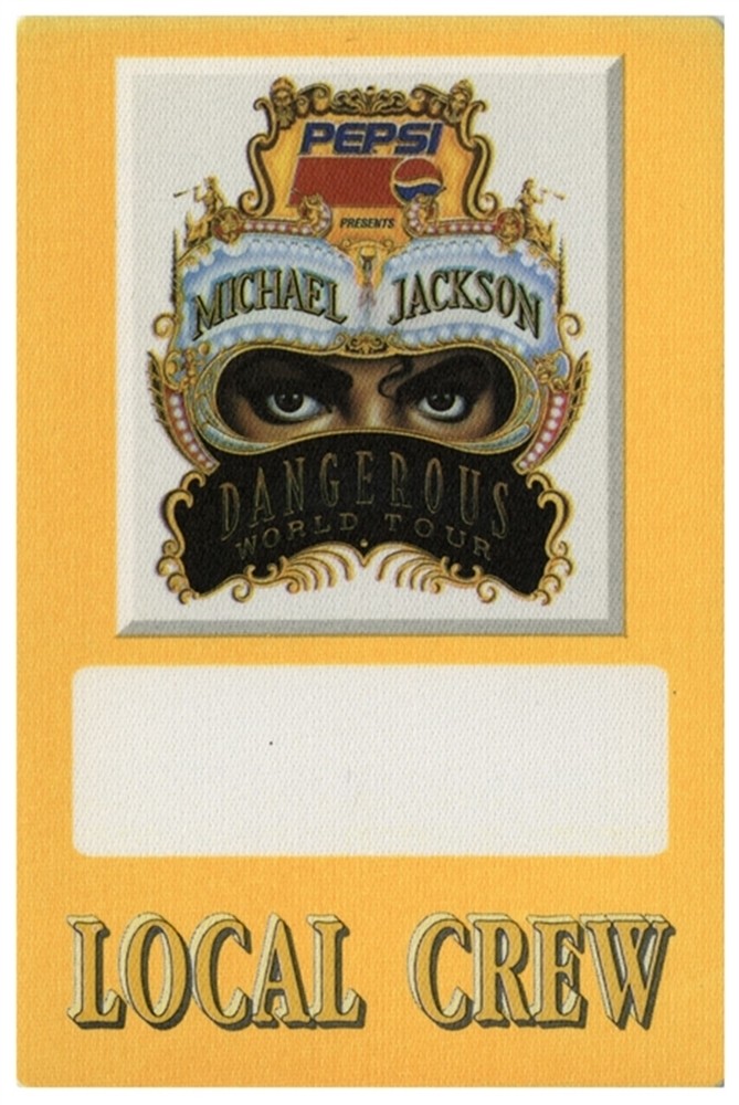 Michael Jackson 1992 Dangerous concert tour Working Crew Backstage Pass