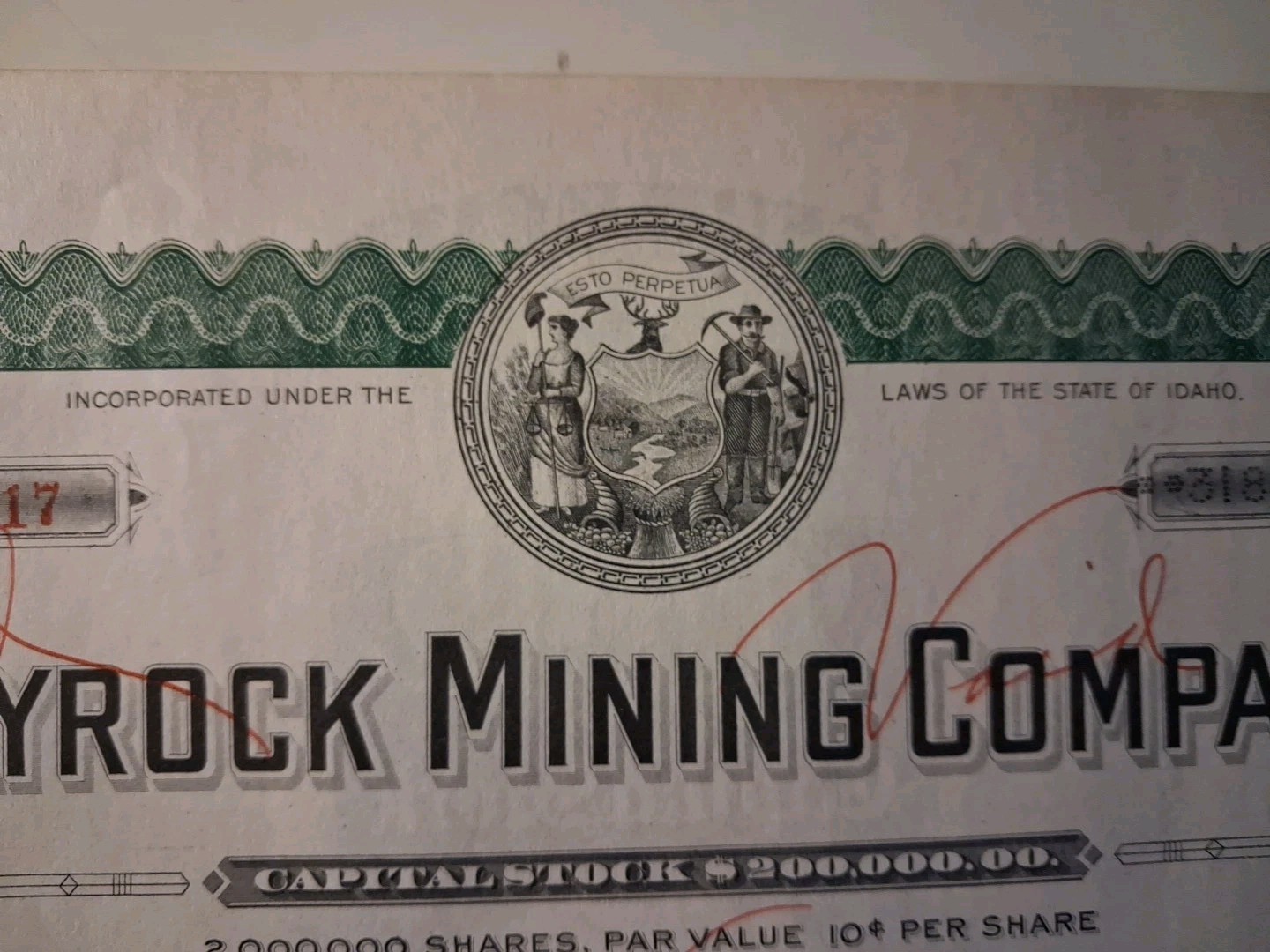 ORIGINAL 1900’s WONDER DAYBREAK MINING CO GOLDFIELD NEVADA STOCK CERTIFICATE Unc