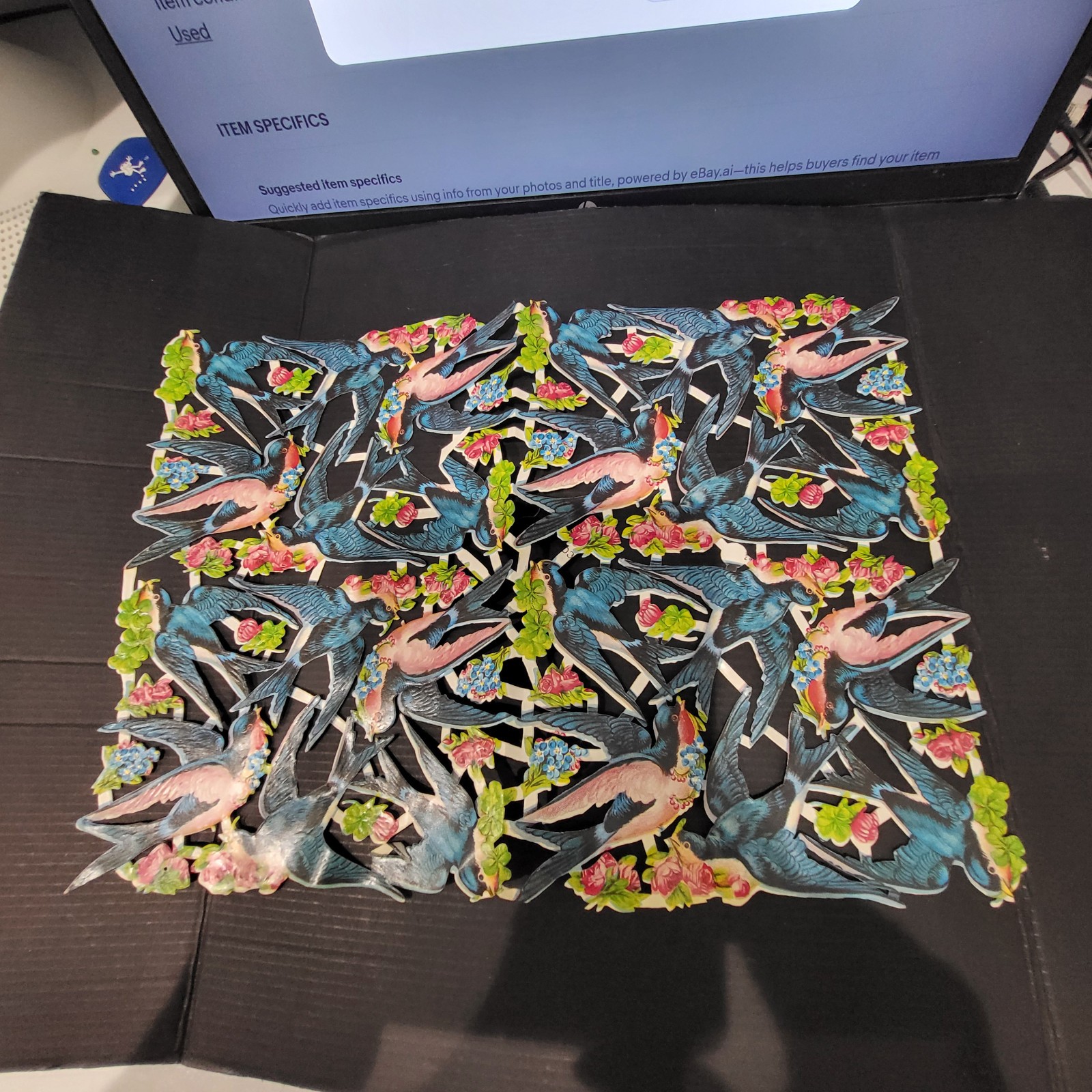 Beautiful German Die Cut Birds Vintage