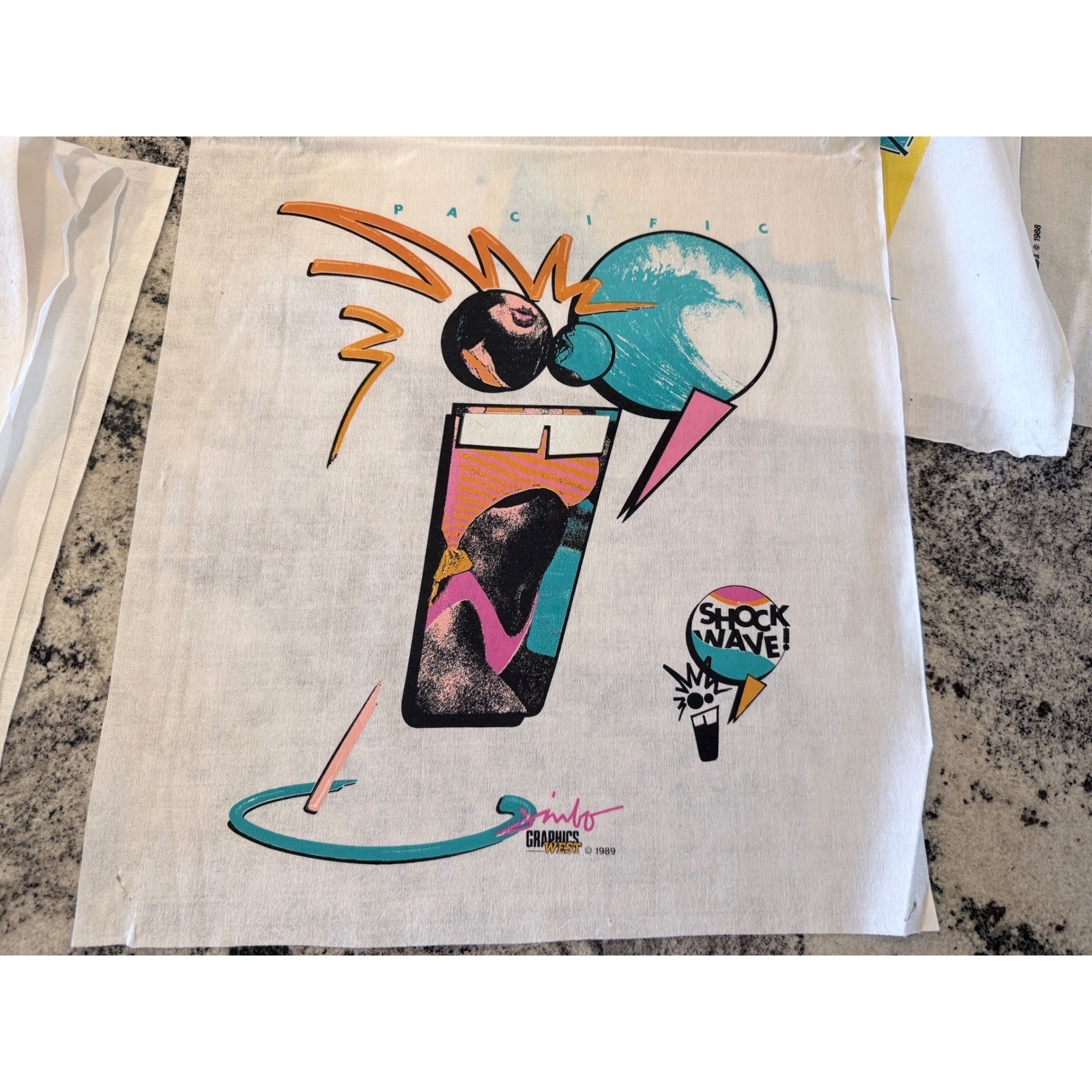 Vintage 80s Graphics West Surf Beach Heat Transfer Lot Pacific Wave California