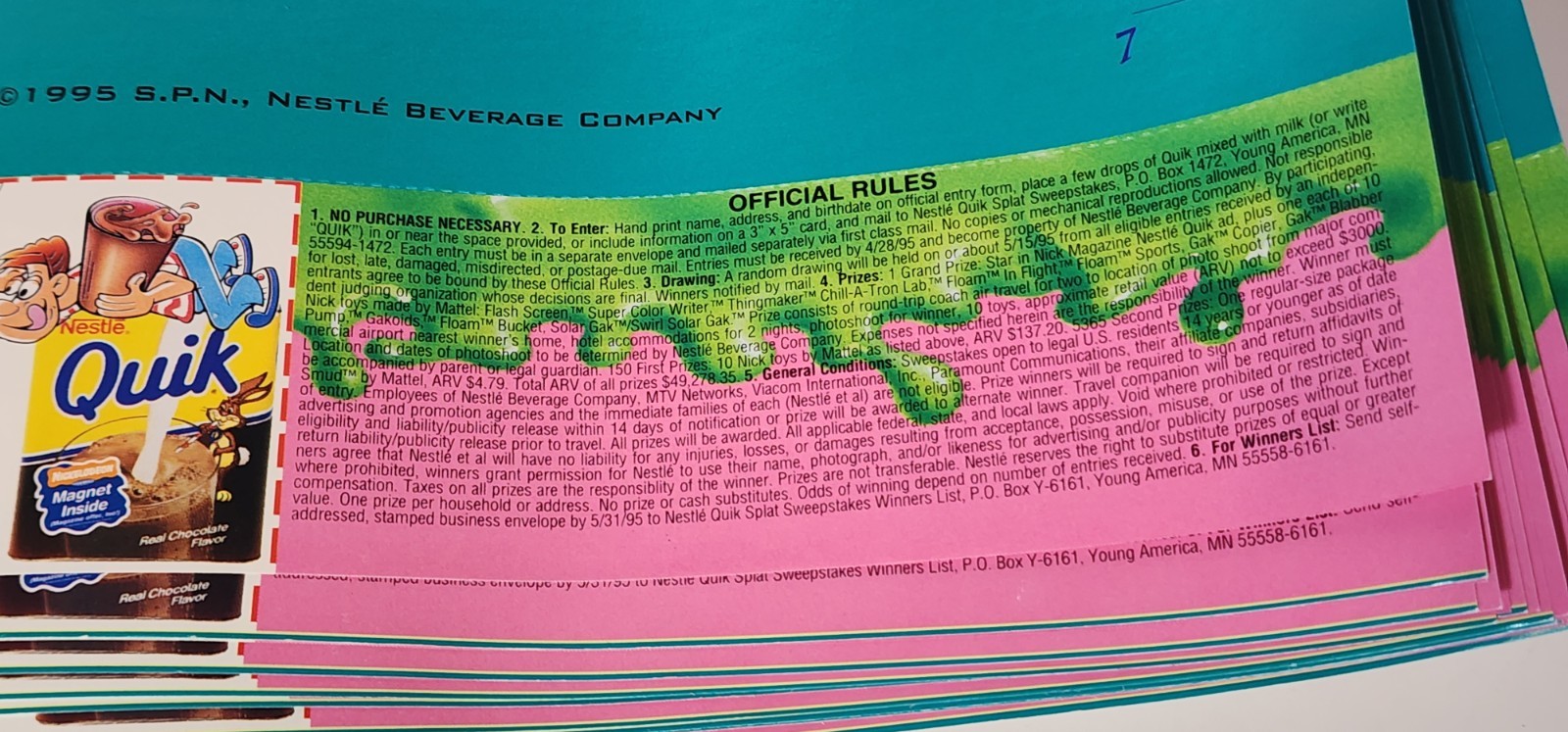 Vintage Bookcover with Magic Eye 3-D Nesquik 90s Nickelodeon 1995 QUIK Rabbit