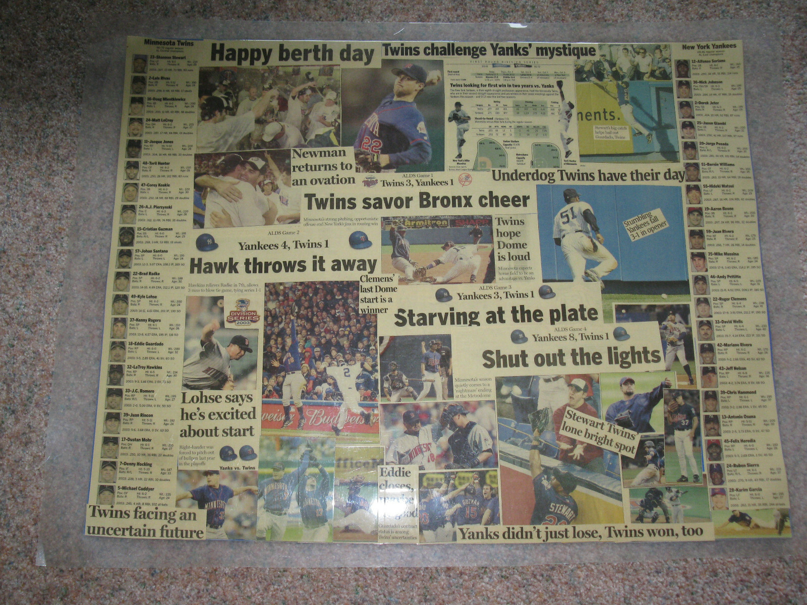 MINNESOTA TWINS NEWSPAPER CLIPPING COLLAGES FROM THE EARLY 2000’S