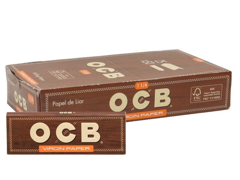 1 X OCB Virgin 1 1/4 Unbleached Rolling Papers – Total 1250 sheets