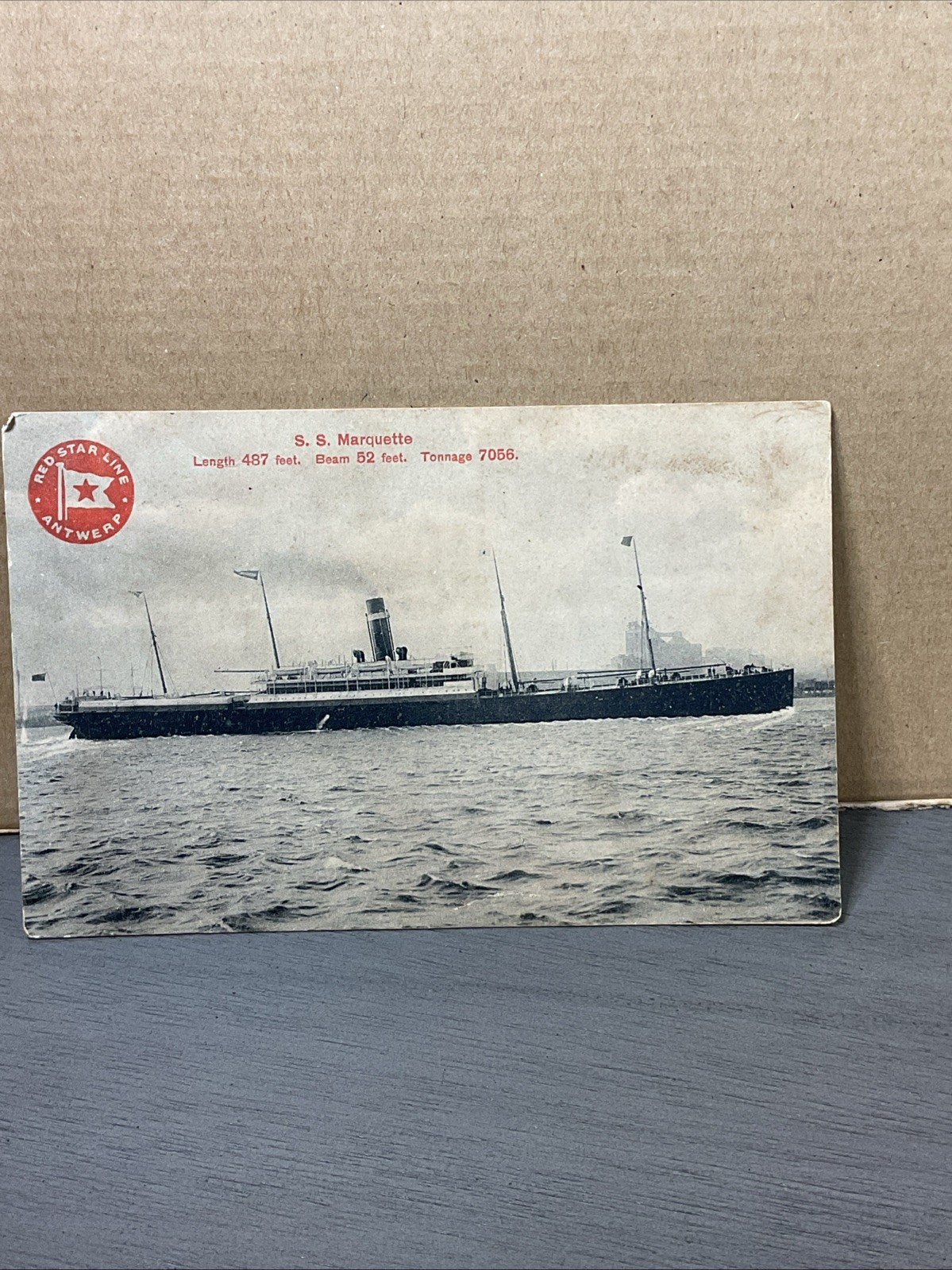 Vintage Red Star Line Post Card SS ARABIC, SS MARQUETTE BELGENLAND B49