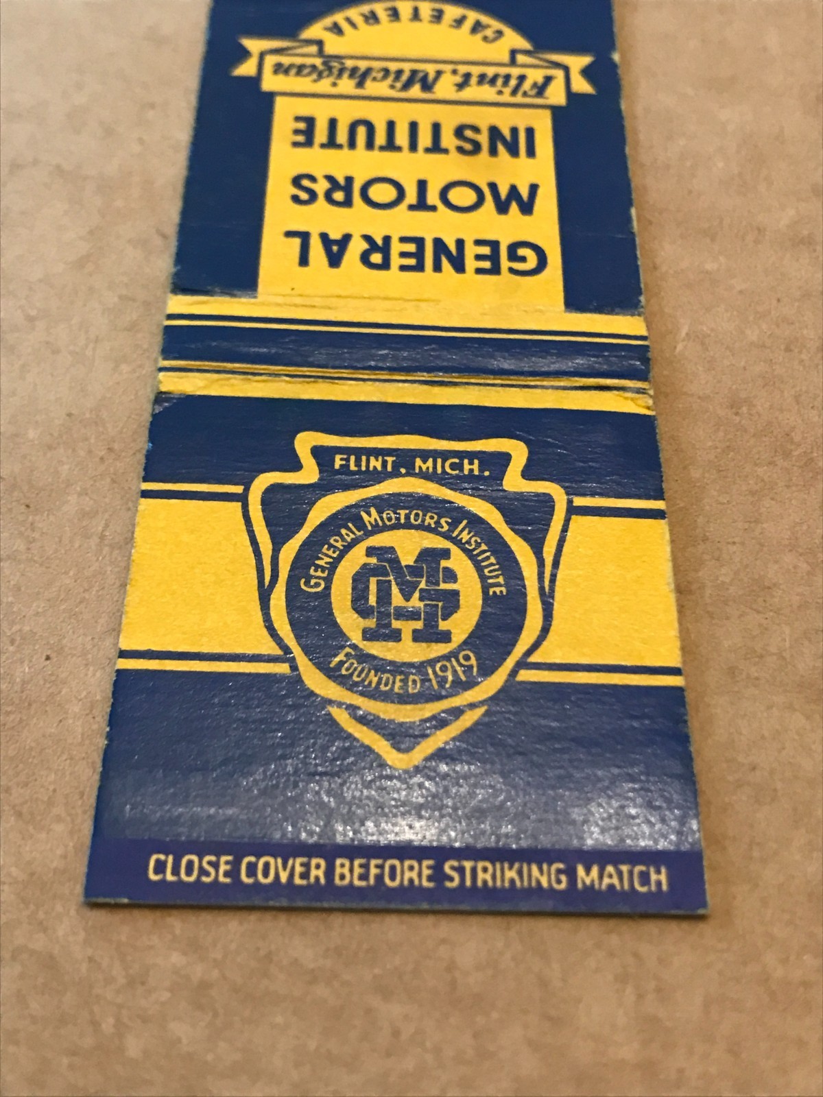 Vintage General Motors Institute – Flint, Michigan – Matchcover, Matchbook