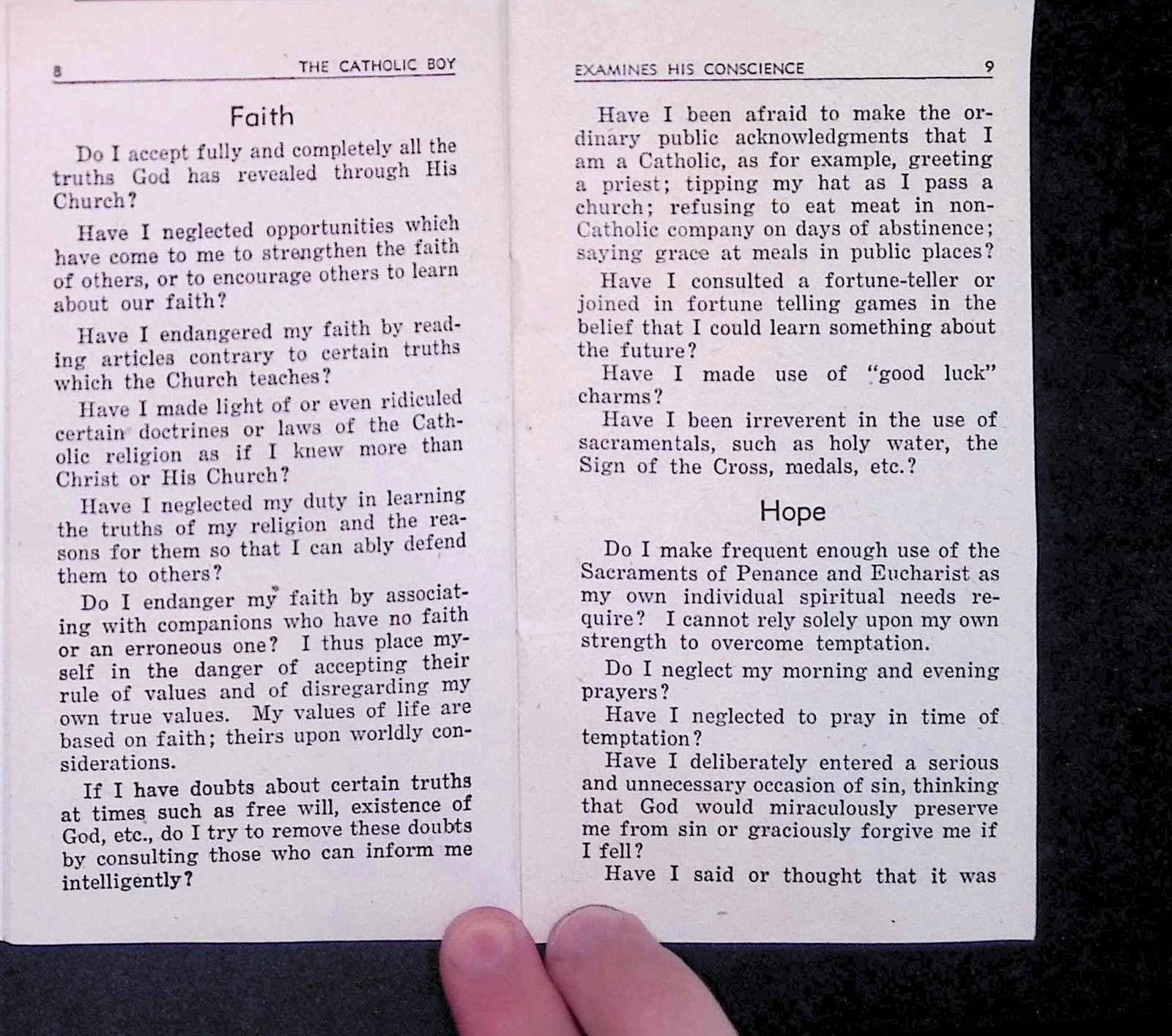 Catholic Boy Examines Conscience c. 1900s Red Ink Pamphlet Penance