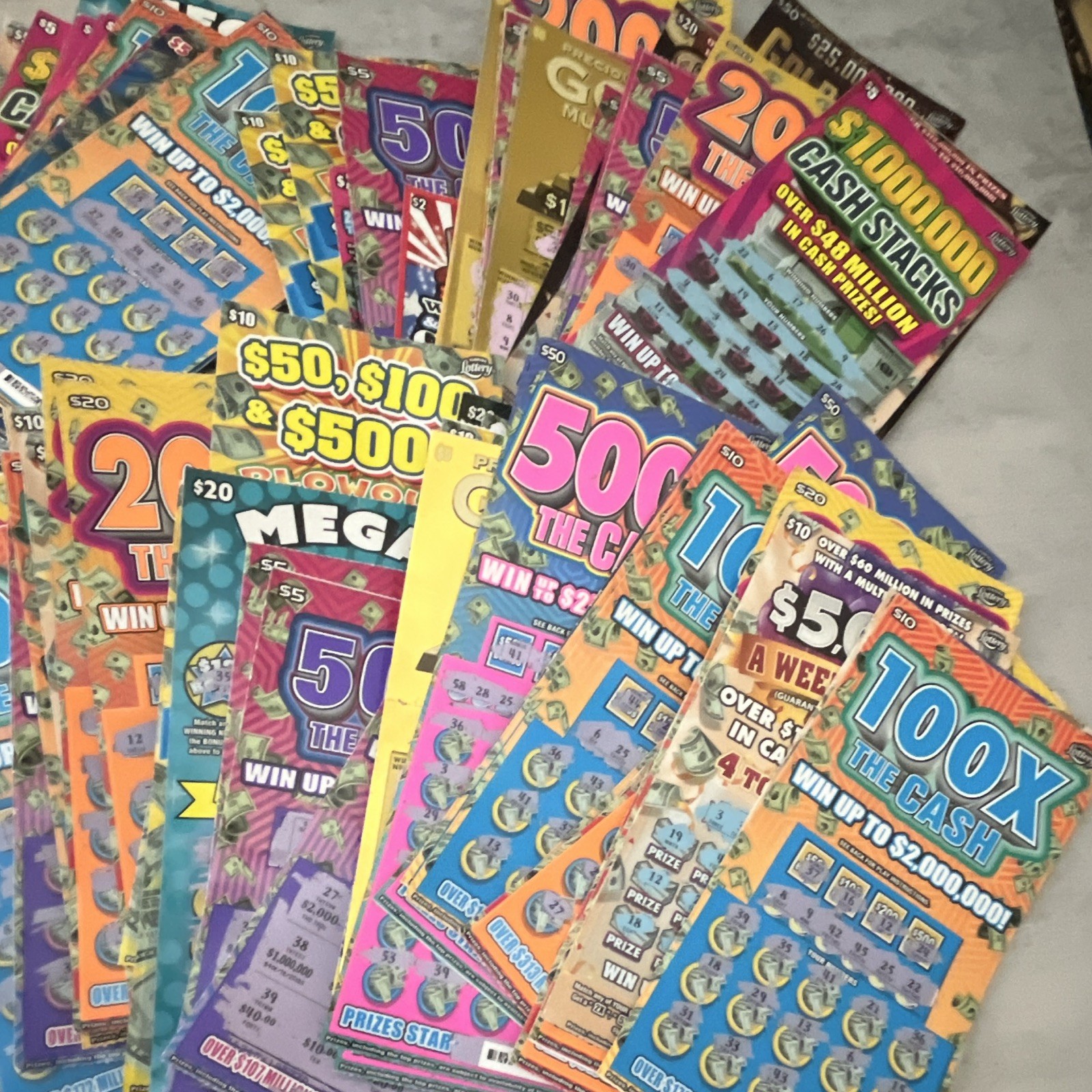 Mixed Lot Scratch-Off Lottery Game Tickets (Mixed Designs)-Non Winning