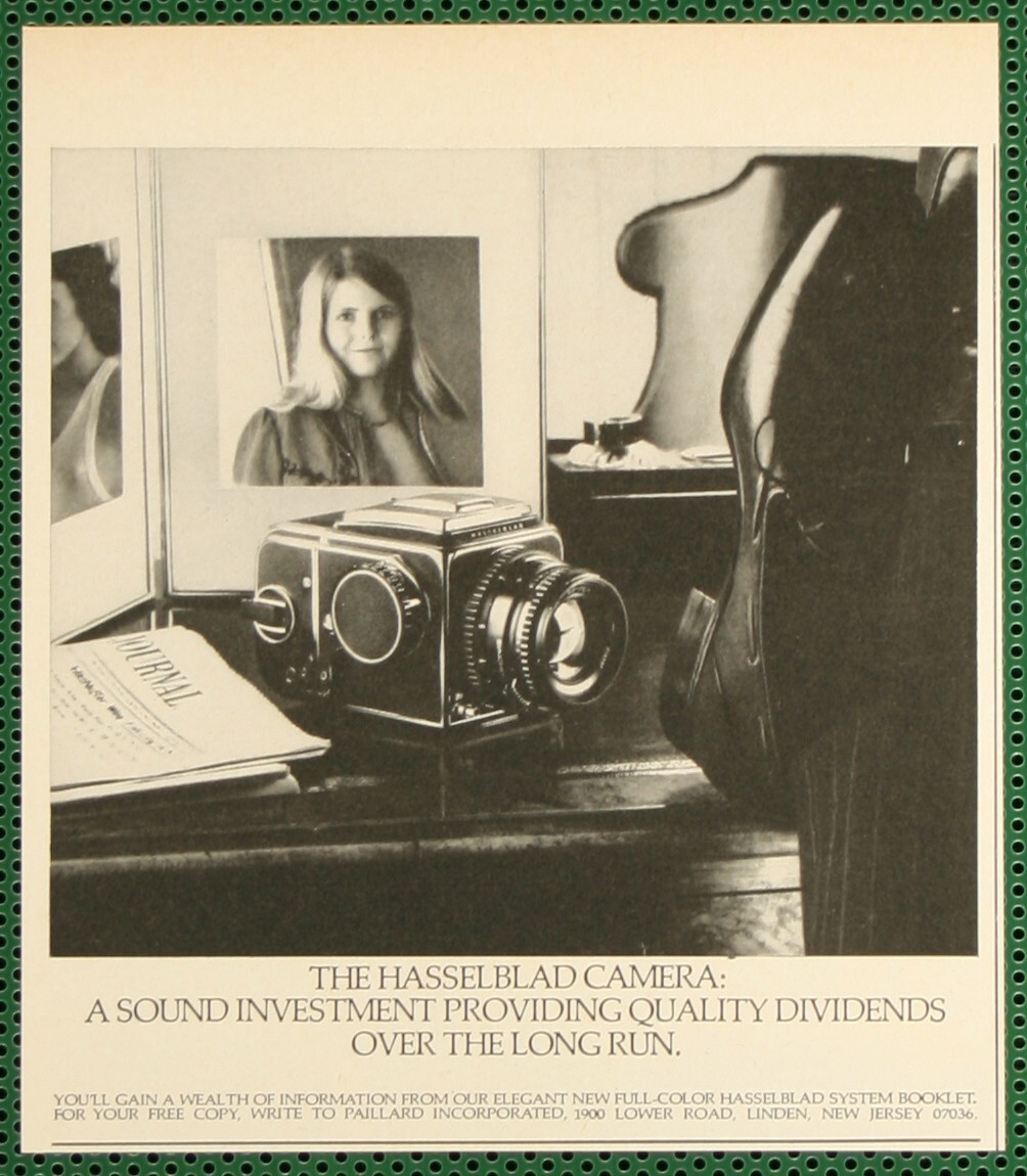 Hasselblad Camera A Sound Investment Quality Dividends Vintage Print Ad 1975