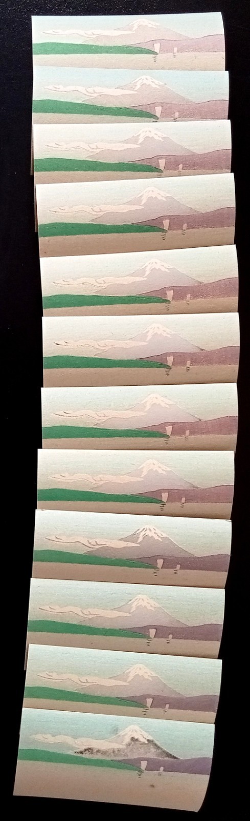 Japan vintage pictorial blank visiting cards – box with 95 cards – Mt. Fuji