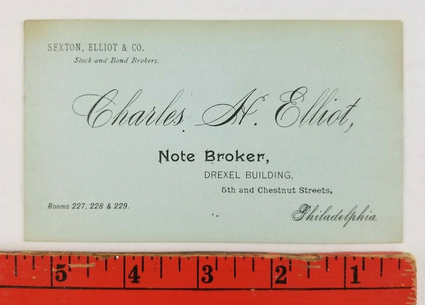 Vintage 1900’s Stock an Bond Note Broker Philadelphia Pennsylvania Business Card