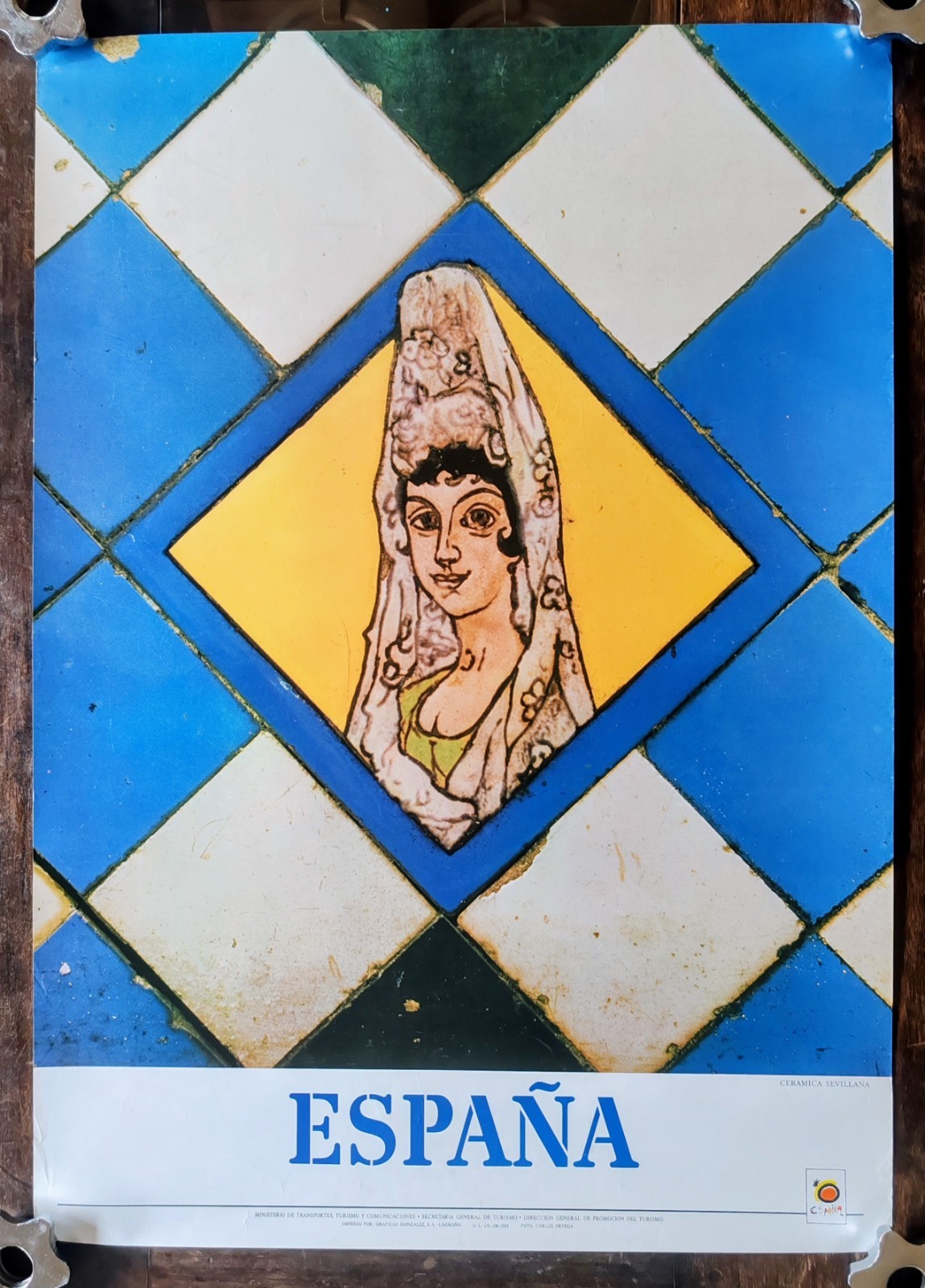 1985 Spain Tourism Poster CERAMICA SEVILLANA Sevilla Ceramic Carlos Ortega
