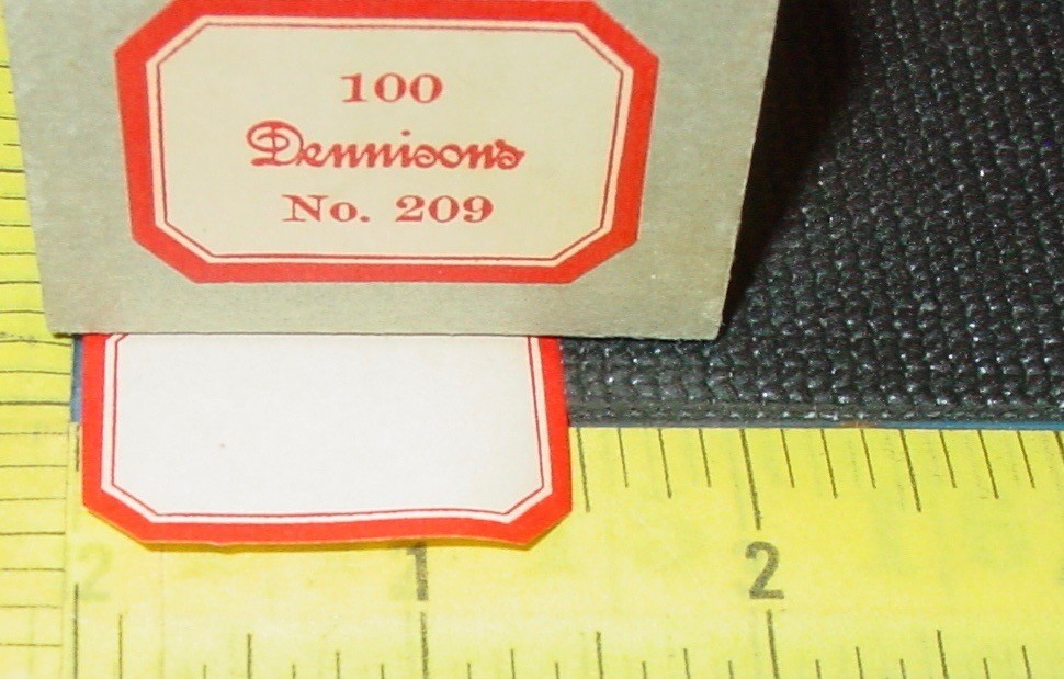 293 Vintage Dennison Gummed Red Border Bottle Craft Labels #217 #209 Mix NOS USA
