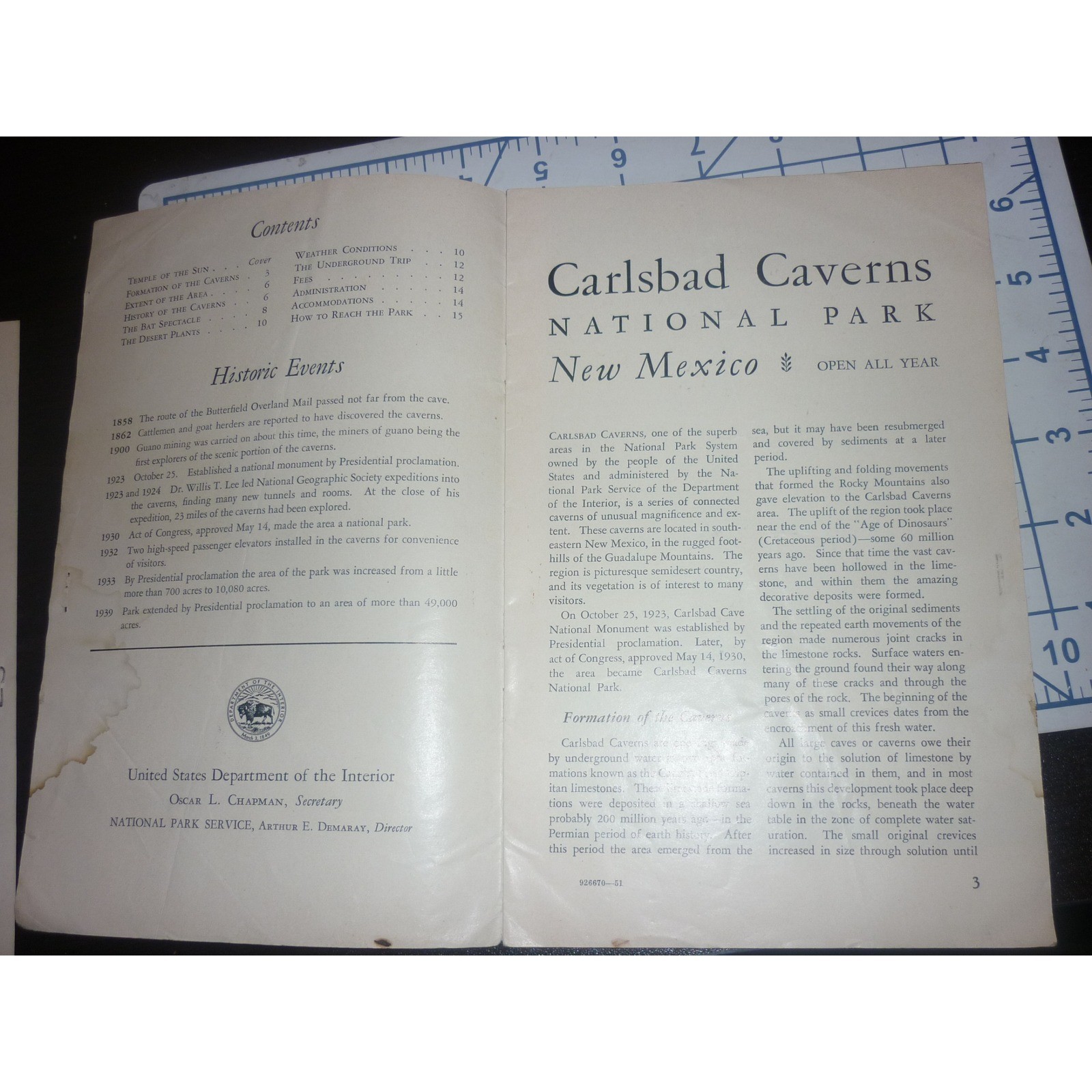1951 Carlsbad Caverns National Park New Mexico Vintage Souvenir Booklet Map