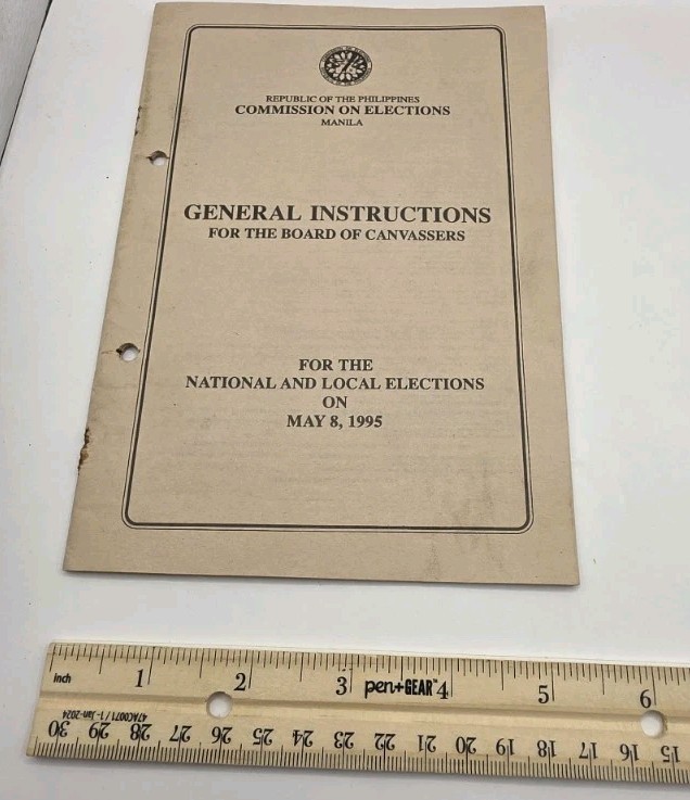 1995 Philippines Commission On Election General Instruction Guide Booklet.7pcs.