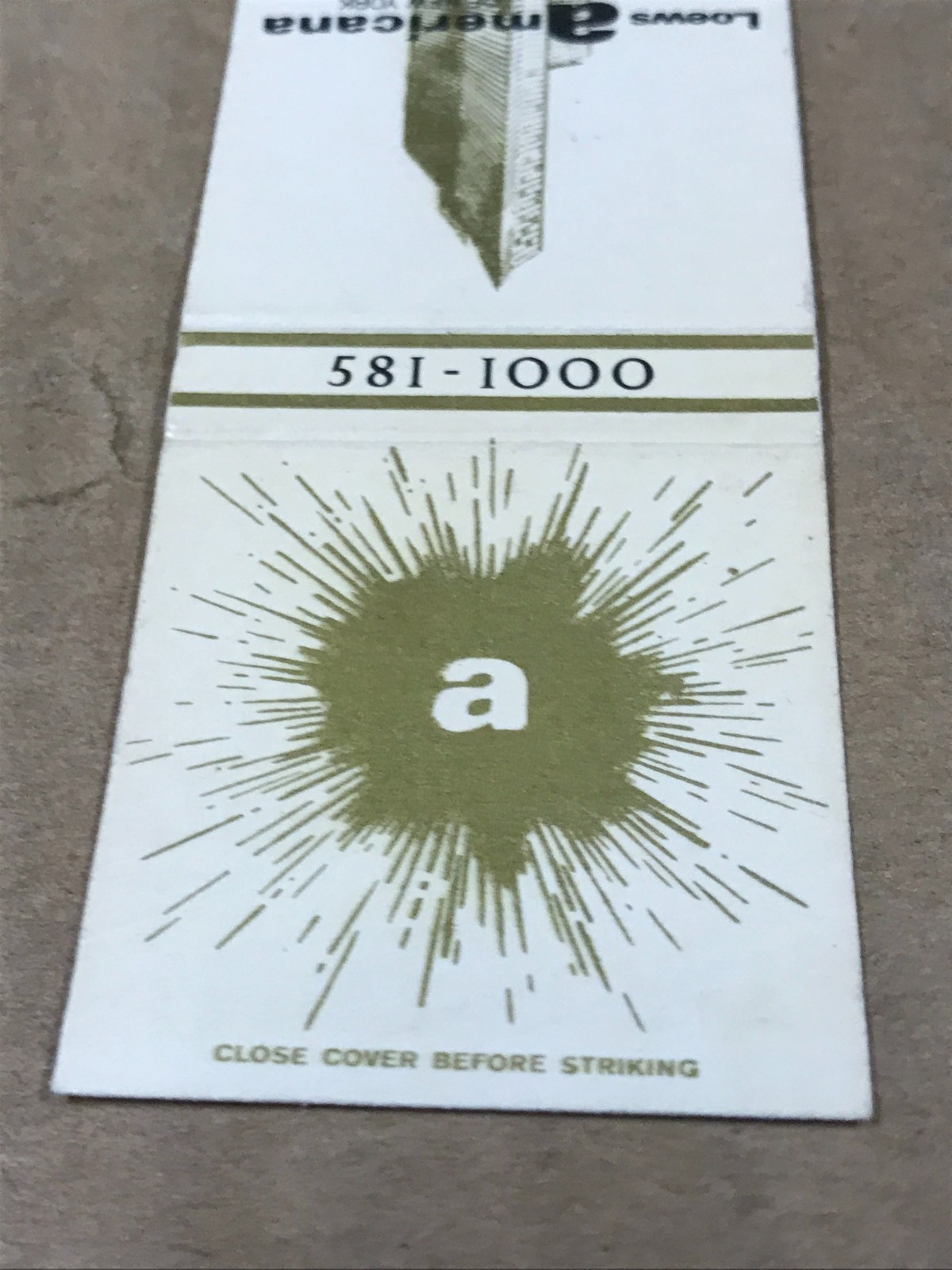 Vintage Loews Americana Of New York – Matchcover, Matchbook