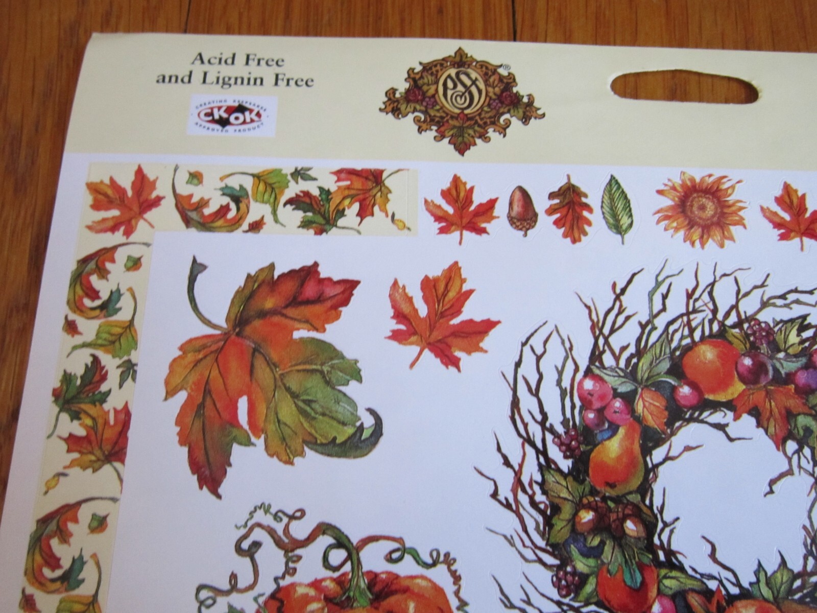 PSX Design Stickers Autumn Fall Color Leaves Acorns 2001 ONE SHEET PartiallyUsed