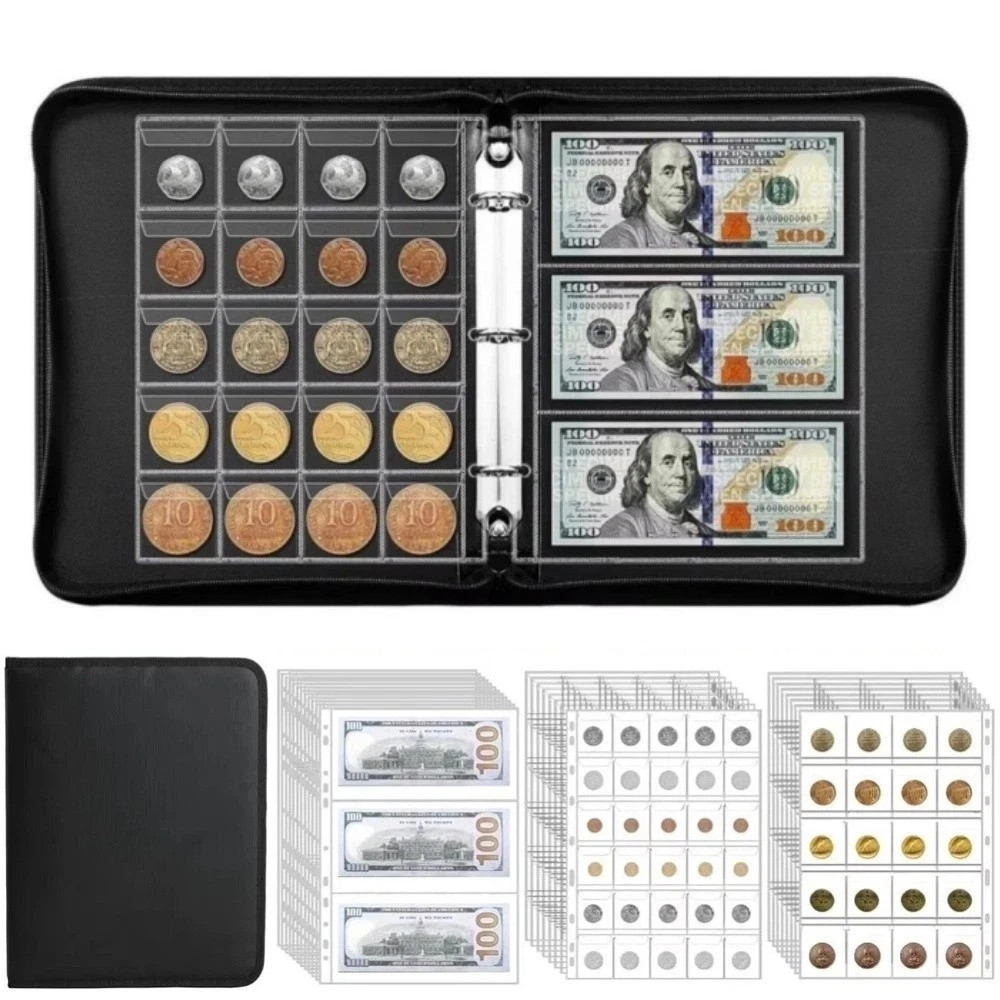 Coin Collection Book Album Holder for Collector 400 Coin & 36 Paper Money Pocket