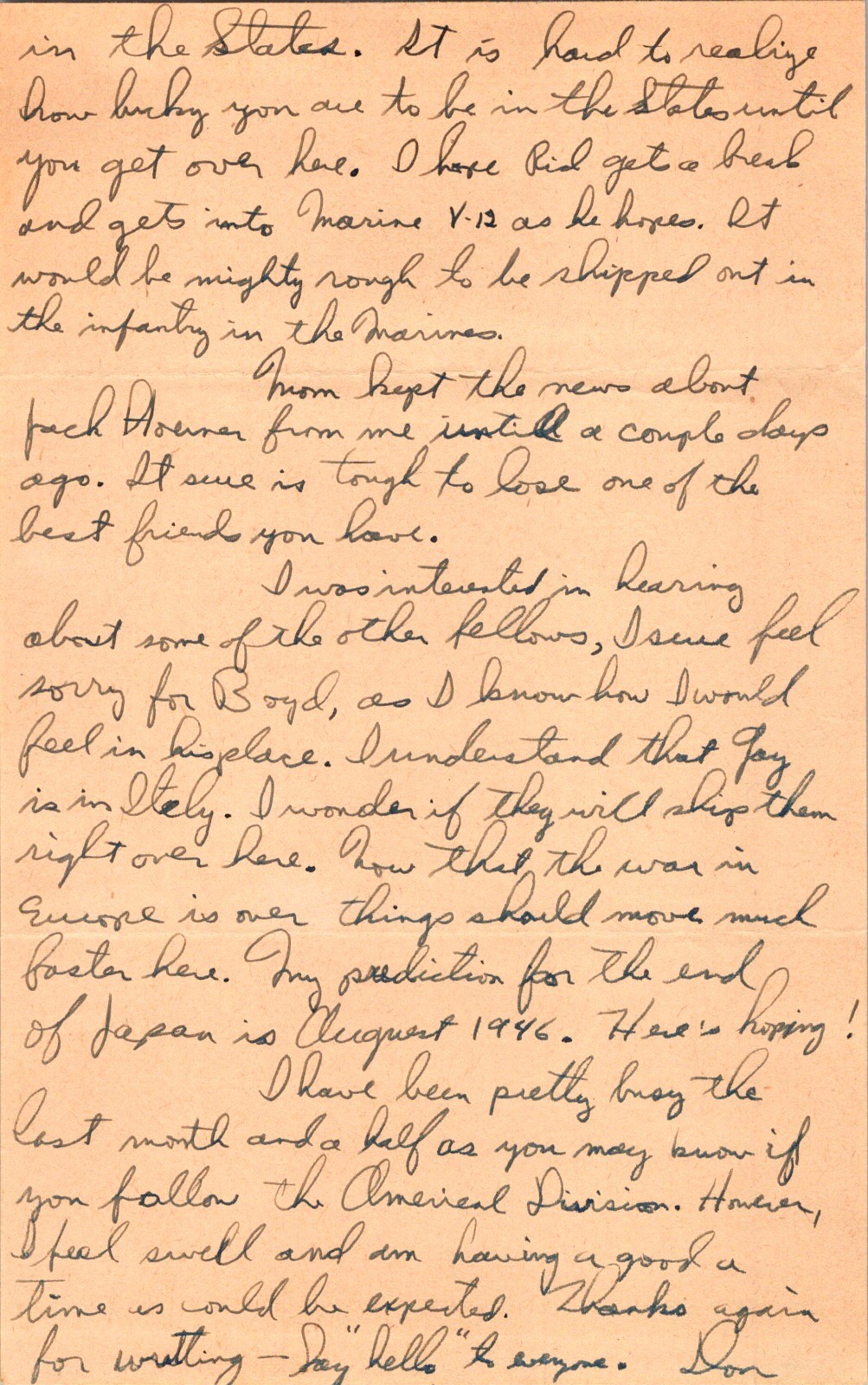 WWII Navy Letter 10 May 1945 Philippines Homefront News Americal Division