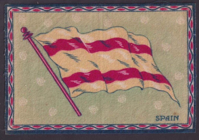 Flag of Spain tobacco felt c 1915 5 1/2 x 8 1/2″