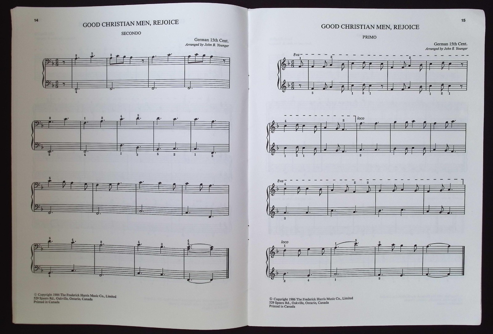 Christmas Duet Book – Piano Duets compiled and arranged by John B. Younger, 1986
