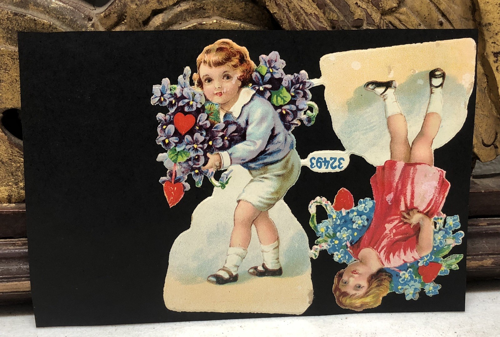 Kids Girls Flowers Spring Die Cut Scraps Glued on Paper Double Sided L11