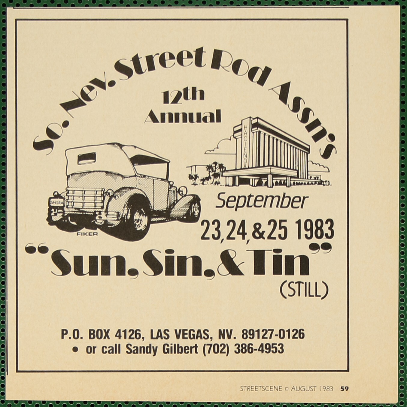 Sun Sin & Tin 12th Annual Street Rod Meet Las Vegas Vintage Print Ad 1983