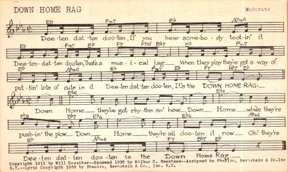 Tune-Dex Card Down Home Rag Sweatman Brown Clinton 1943 NYC Deeten Datten Dooten