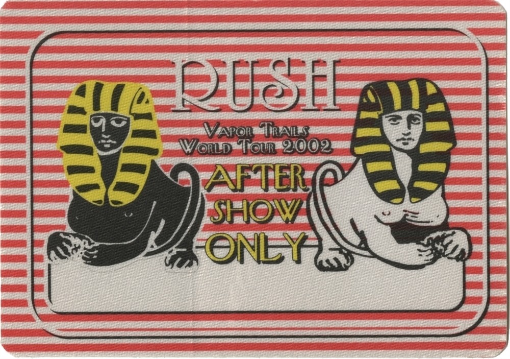 Rush 2002 Vapor Trails concert tour memorabilia After Show Backstage Pass