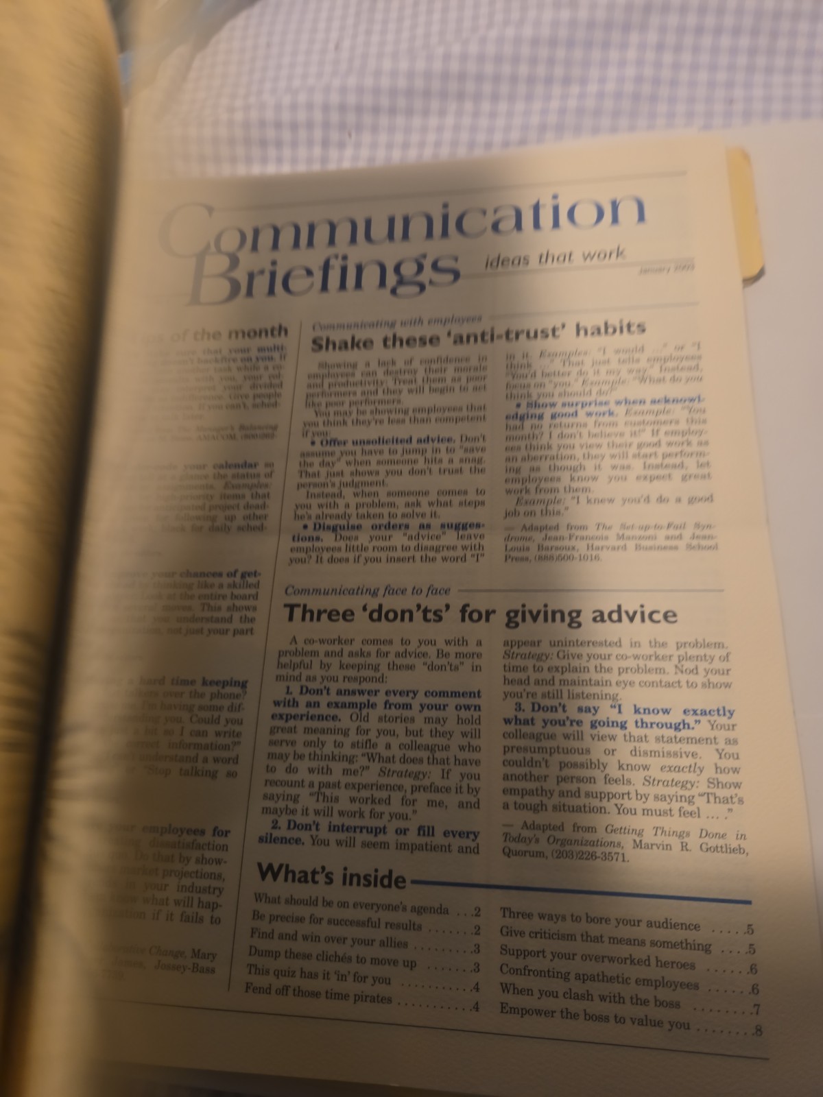 Communication Briefings 2002-2003 Business Management Newsletter Binder Lot