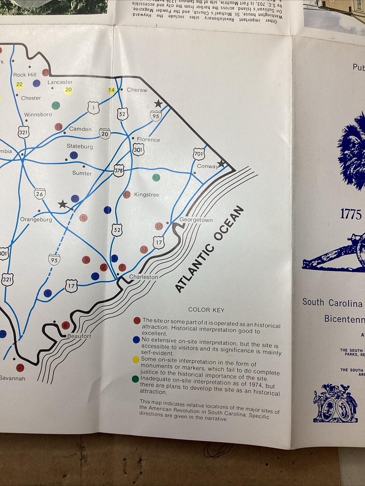Vintage Major Sites Of The Revolution Brochure In South Carolina B52