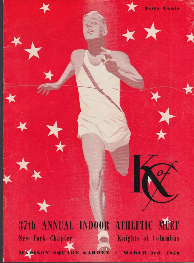NY K of C Indoor Track & Field Meet program 1956 Bob Richards, Dillard, Bragg &c