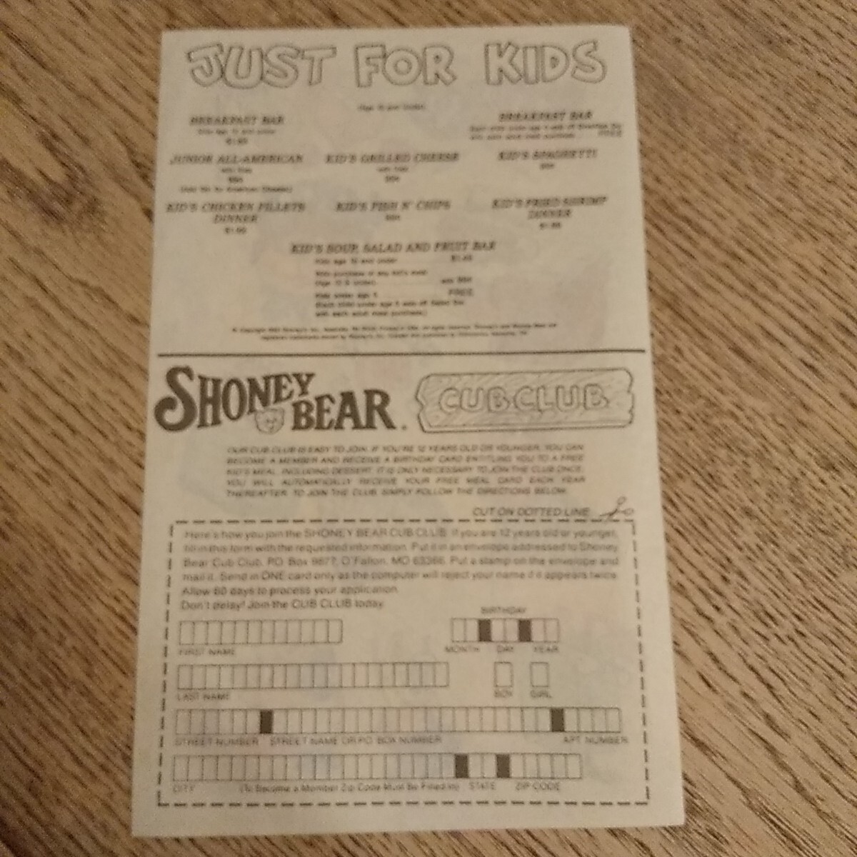 Vintage 1992 Stickers Shoney’s Bear Cub Club From Tennessee Set Of 4 Sheets