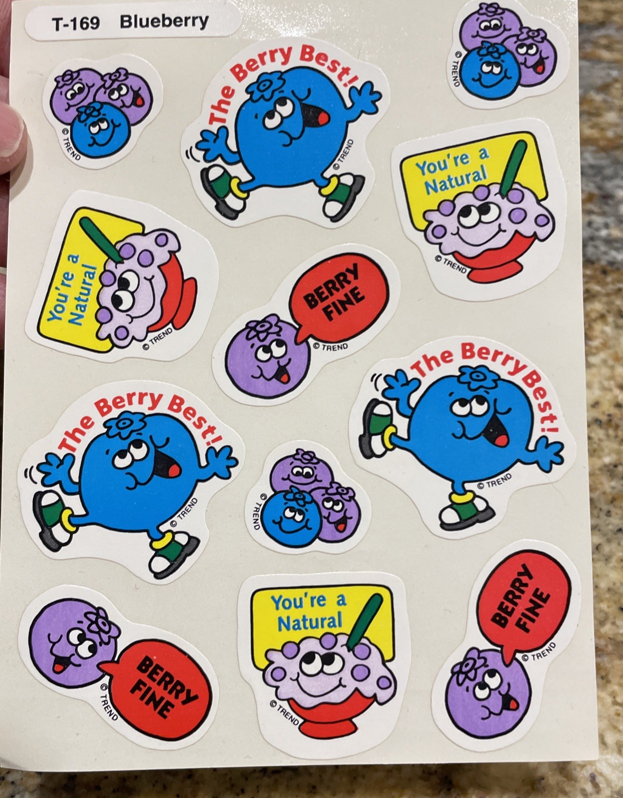 NEW Vintage TREND T-169 Scratch & Sniff Sticker FULL Sheet BLUEBERRY Scent RARE