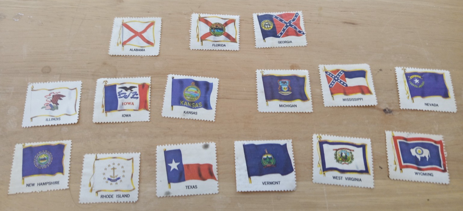 Non-Philatelic U.S. State Flag Stamps Loose, Partial Set Crafting Scrapbooking