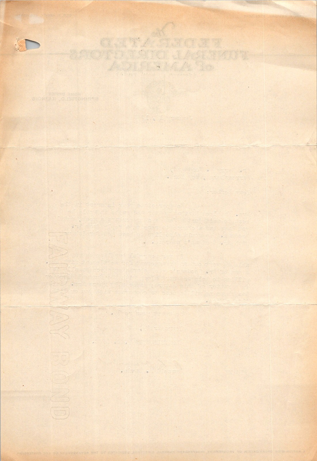 Federated Funeral Directors 1933 Letter Kestner Springfield IL