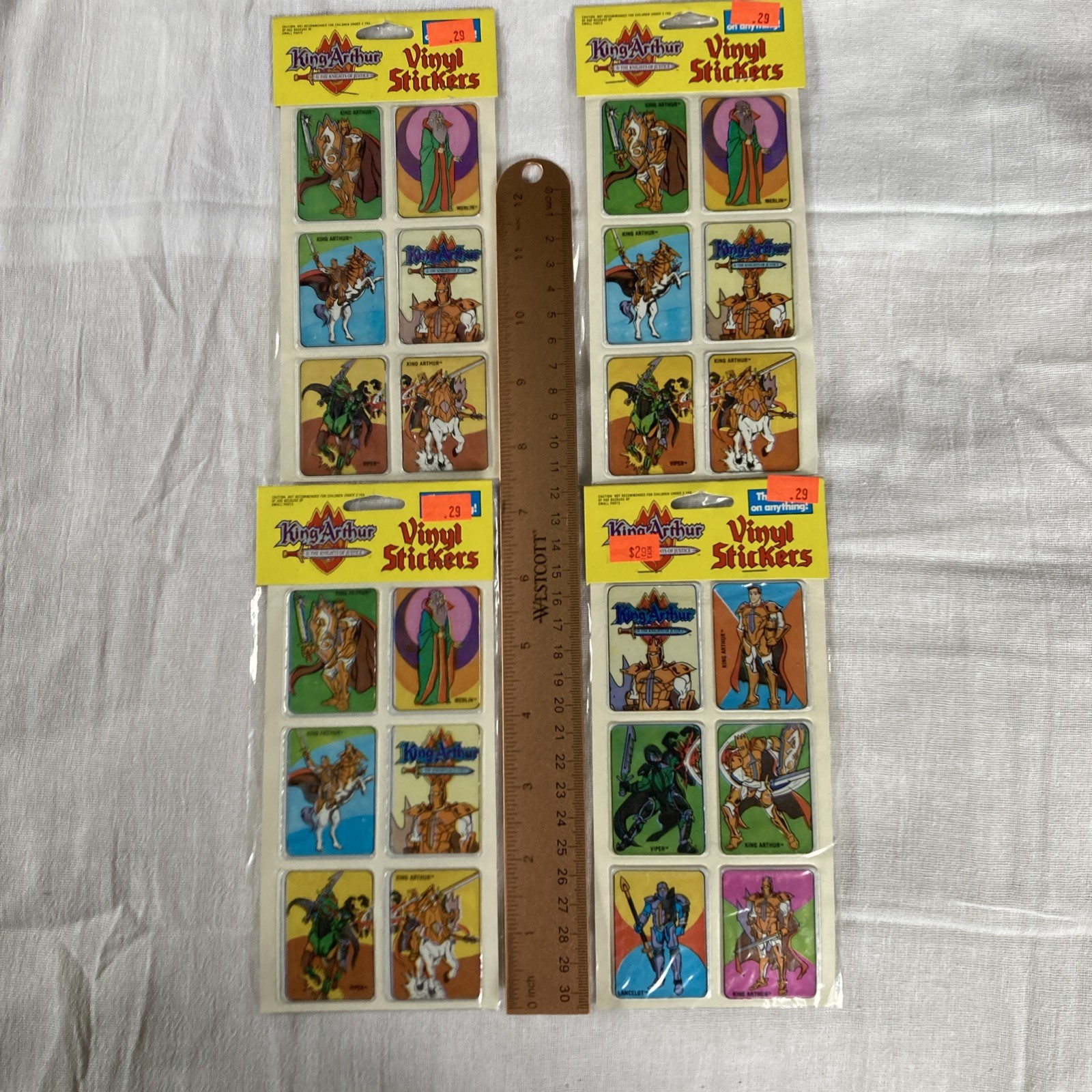 King Arthur The Knights of Justice Vinyl Stickers 1992 Lot of 4 New Sealed